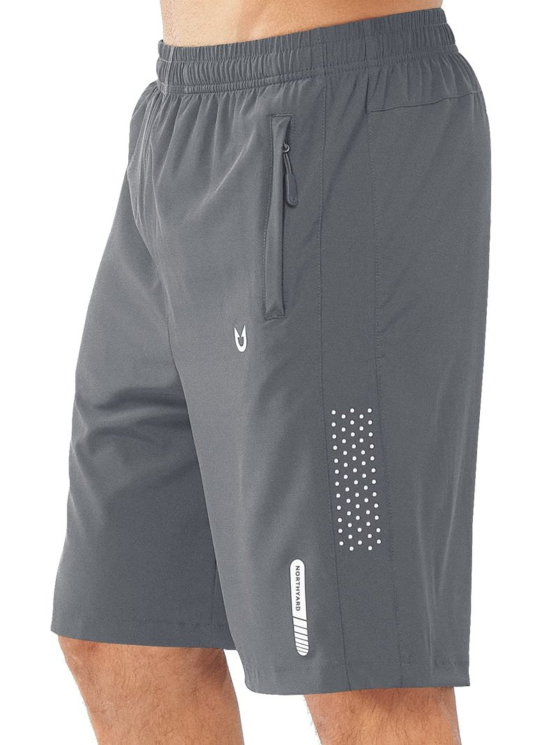 NORTHYARD Men's Athletic Running Shorts Gym Workout 7"/9"/5" Quick Dry Lightweight Sports Basketball Tennis 3 Zipper Pockets SMOKEGREY-9inch XL