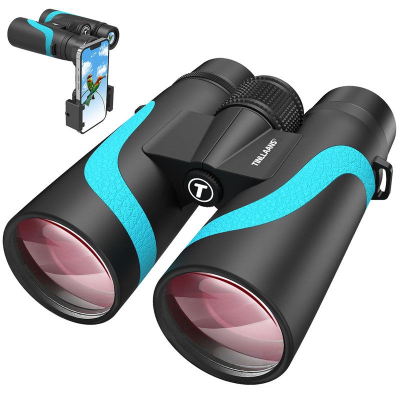15x55 UHD Binoculars for Adults High Powered with Phone Adapter - Large View, BAK4 Prism, Waterproof, Lightweight for Bird Watching, Hunting, Cruise, Travel, Camping (Blue)