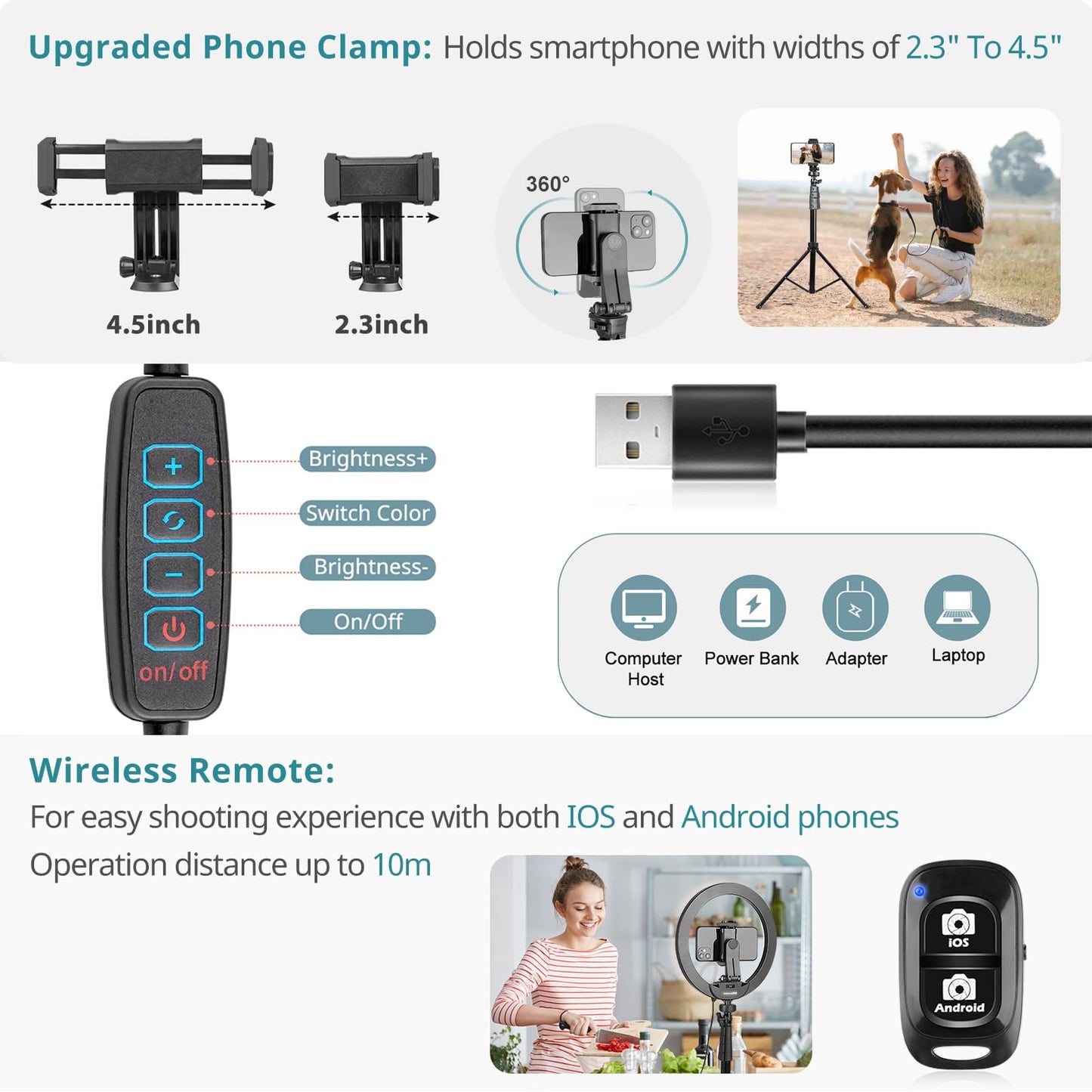 Eicaus 12" Ring Light with Tripod Stand and Phone Holder,Selfie LED Lighting with 62" Phone and Stand,Circle Ringlight for Photography,TIK Tok and YouTube,Compatible with iPhone, Android and Cameras