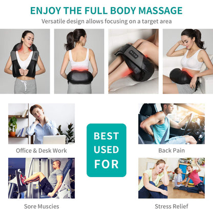 Nekteck Neck Massager for Pain Relief Deep Tissue, FSA Eligible Shiatsu Back Massager with Heating 3D Kneading Massage Pillow for Shoulder Leg Muscle, Office Home Car Use, HSA Eligible, Plug-in Use