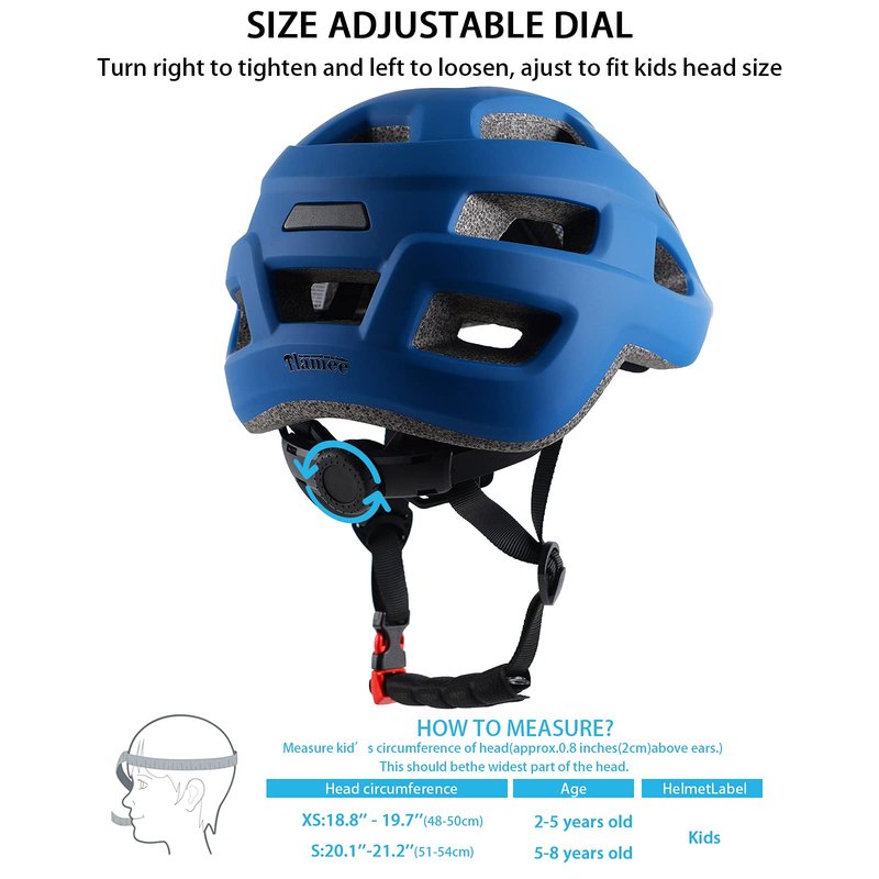 Kids Bike Helmet for Ages 1-8 Years, Adjustable Toddler Boys and Girls Helmets, Lightweight Child Infant Bicycle Cycling Scooter Sports Helmet XS, 48-50cm, Navy Blue