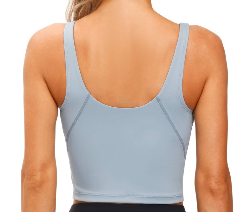 Women’s Longline Sports Bra Wirefree Padded Medium Support Yoga Bras Gym Running Workout Tank Tops (Denim Blue, X-Small)