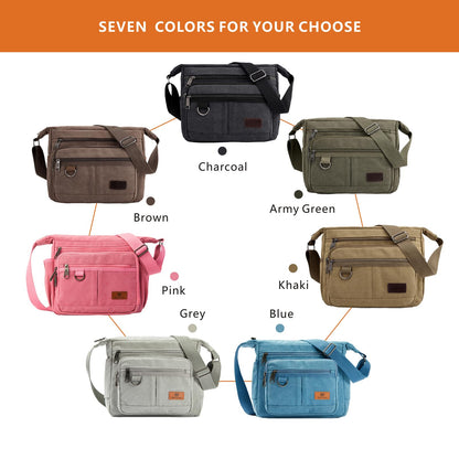 Anti-theft Crossbody Bag, Rfid Messenger Bag with Water Bottle Holders, 13 inch Shoulder Laptop Bag W/Built-in Wallet for Work, Travel, Tool, Commute, Camera, Grey