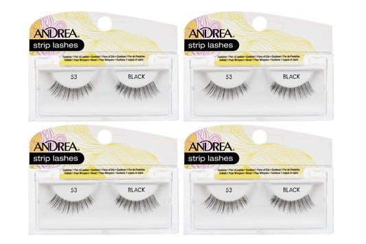 Andrea Natural False Lashes Style 53 - Black, Natural Look Strip Lashes for Everyday Wear, 4 Pairs