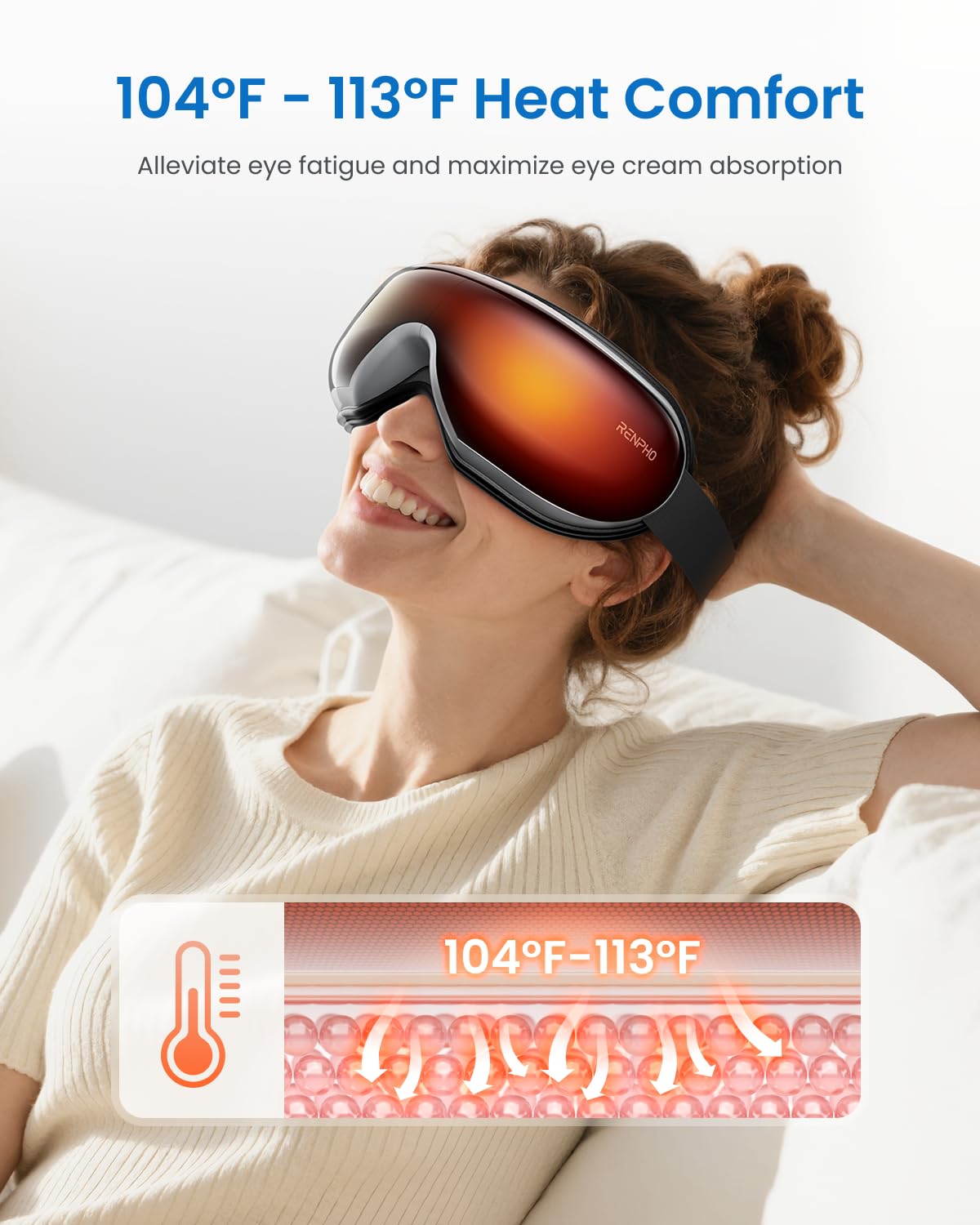 RENPHO Eye Massager with Heat, Valentines Day Gifts for Her Him Birthday Gifts for Women Mom, FSA Eligible HSA Eye Mask for Migraine,Sleep Mask for Dry Eyes Relax, Handheld Massager Eyeris 1
