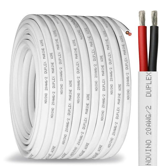 20 Gauge Marine Wire,20 AWG 200ft Duplex Marine Grade Wire Tinned Copper Boat Electrical Cable for Boat/Automotive/RV/Camper Outdoor Use