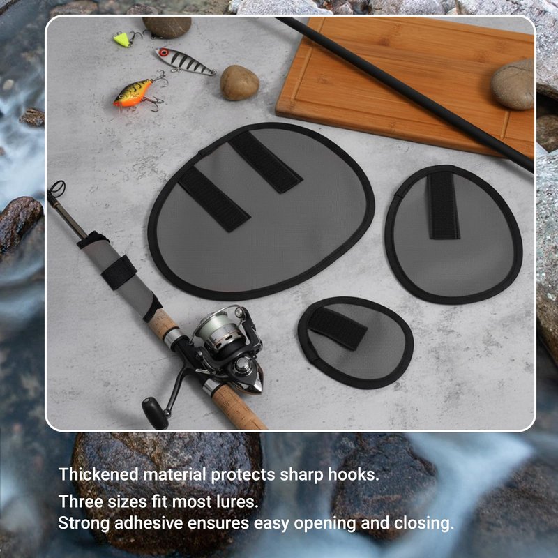 Abeillo 3 Size Fishing Lure Covers - 6 Pack Bait Gloves Fish Hook Storage Protectors Pole Sleeve Guard Lure Hook Bait Covers for Fishing Rod(Grey)