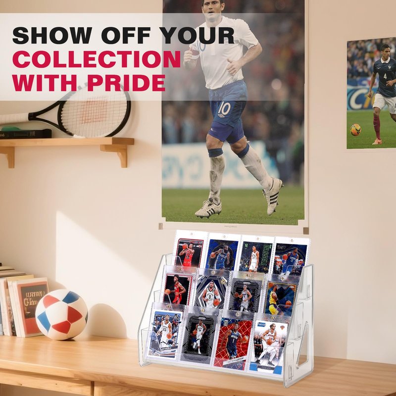 TrendTrust Trading Card Display Stand, Vertical Holder for Baseball Basketball Sports Graded Card Display Stand Tabletop for PSA BGS SGC Slabs, Snap-On Assembly(3 Tier, 1 Pack)