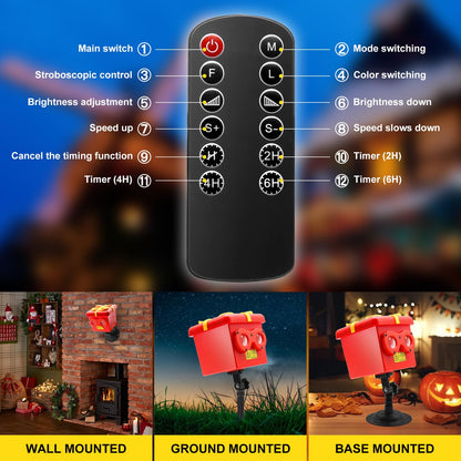 Christmas Halloween 13 Patterns Themes Gift Box Projector Lamp,Led Projector Lights with Remote Control,IP65 Waterproof Garden Decoration Lights,Indoor Outdoor Holiday Decor,Festival Gifts