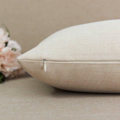 Jeanerlor Home Set of 2 Decoration 12＂x20＂Faux Linen with Bamboo Texture Euro Throw Pillow Sham Cushion Cover for Office/Chair Light Linen