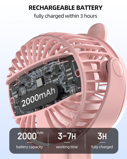 ASNUG Portable Mini Stroller Fan, Battery Operated Small Clip on, Detachable Flexible Tripod Baby Fan with 3 Speed, Rechargeable Personal Fan for Car Seat Crib Treadmill Travel
