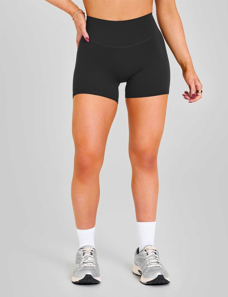 Unthewe Women's Workout Gym Biker Shorts High Waisted Athletic Booty Yoga Shorts with Tummy Control(U729-Black-S)