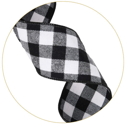 Christmas Checked Tree Topper,48x13 Inches Large Toppers Bow,Black and White Plaid Buffalo Decorative Bows for Christmas Decoration (Black and White Plaid)