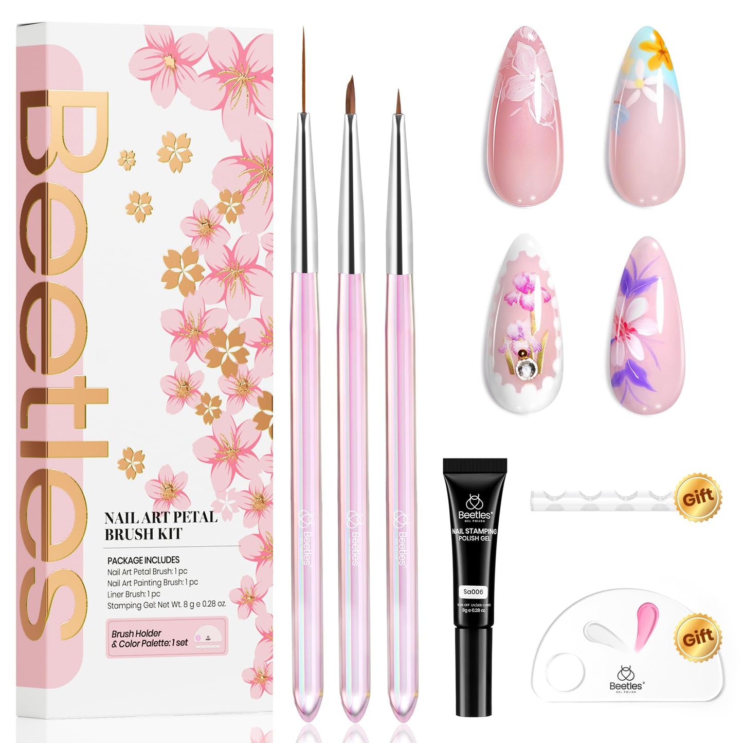 Beetles 31pcs Nail Art Brushes, Dotting Tools, Nail Art Pens, Dust Brush, Striping Liner Fingernail Drawing Pens with Palette Holder All in One for Starter Manicure Design Set