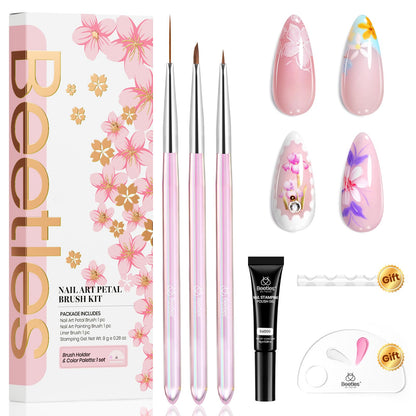 Beetles 31pcs Nail Art Brushes, Dotting Tools, Nail Art Pens, Dust Brush, Striping Liner Fingernail Drawing Pens with Palette Holder All in One for Starter Manicure Design Set