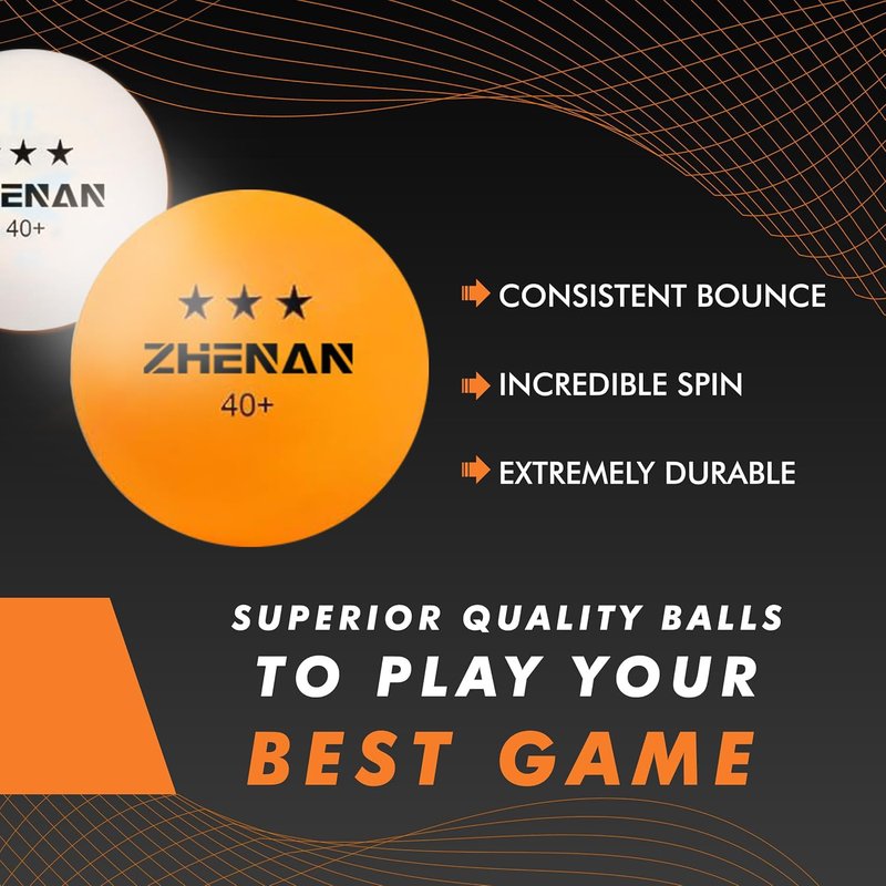 ZHENAN 20-Pack 3-Star 40+ New Material Ping Pong Balls,More Durable,Advanced Training Table Tennis Balls(White Practice Ping Pong Ball)，Competition and Recreational Play, Abs Ping Pong Ball