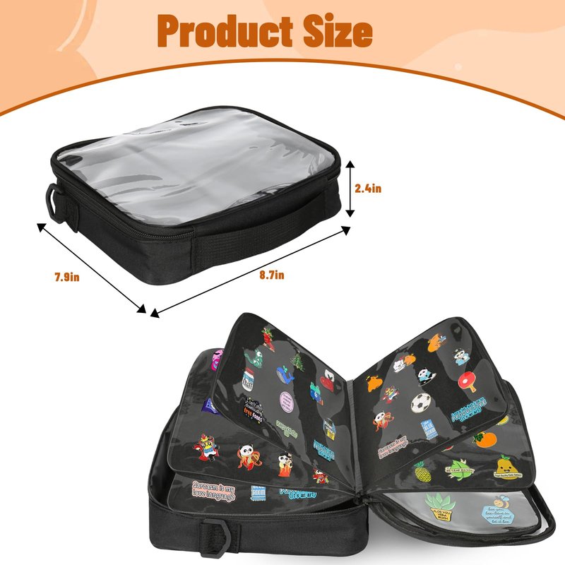 LuxDuo Enamel Pin Display Book,6 Page EVA Hard Shell Pin Trading Book,Pin Display Board with Shoulder Straps,Pin Display Case for Collectors,For Storing Enamel Pins,Sports Pins,Earrings (XZB02)