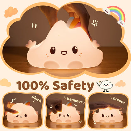 One Fire Baby Night Light Kids, 16 Colours+Remote Control+Silicone+Dimmable+12H Use Kids Night Light, Bedroom Lamp Girls Bedroom Accessories Cloud Gifts for Girls Kawaii Baby Gifts 0-6 Months