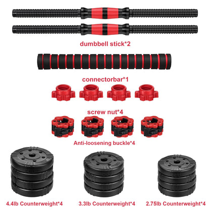 EDOSTORY Adjustable Weight Dumbbell Set, 22/44/66/88lbs Home Gym Free Weights Dumbbells, Used as Barbell Set, Dumbbell Set, Non-slip Handles, Fitness Exercise Equipmen for Men Women