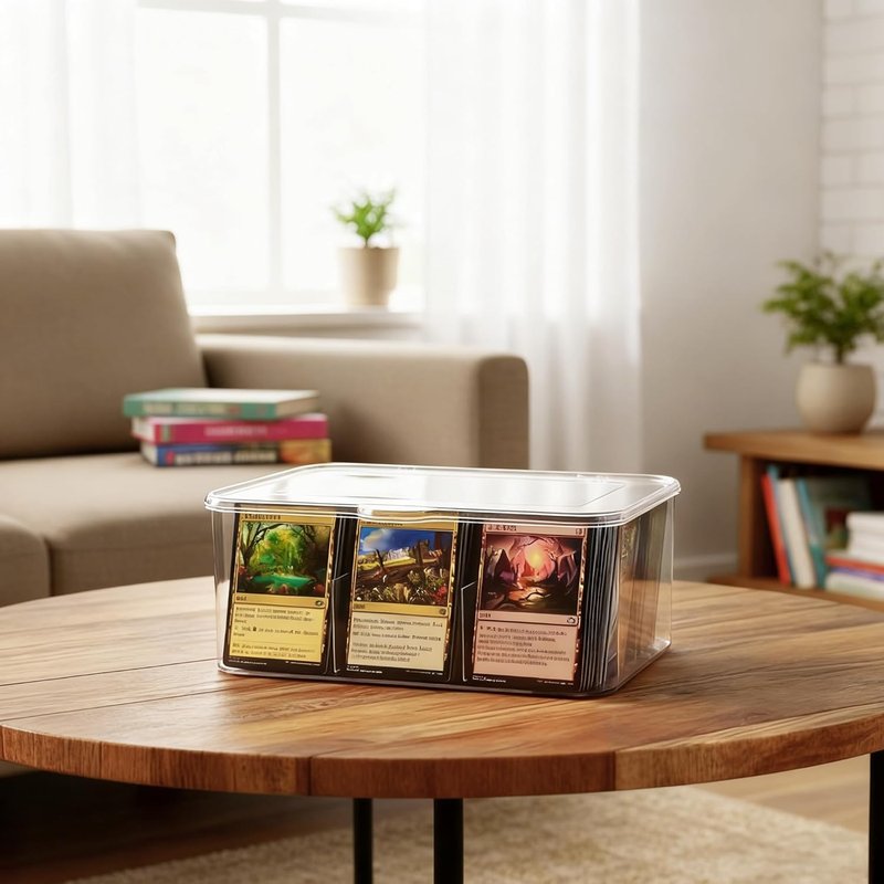 MTG Card Storage Box - 2 Pack Large Acrylic Organizer for 4200+ Trading Cards | Removable Dividers