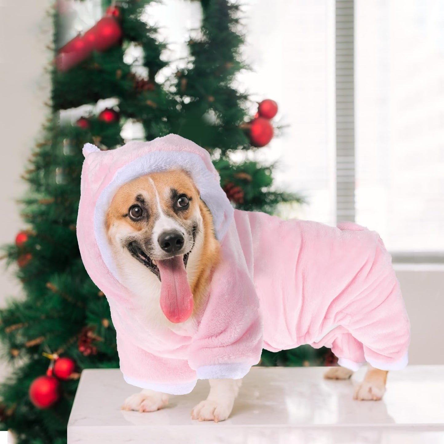 POPETPOP Small Pig Dog Costume, Cute Pink Pig Design Warm Hoodies for Dogs Cats, Halloween Christmas Cosplay Pig Dog Costume for Teacup Chihuahua, XXL