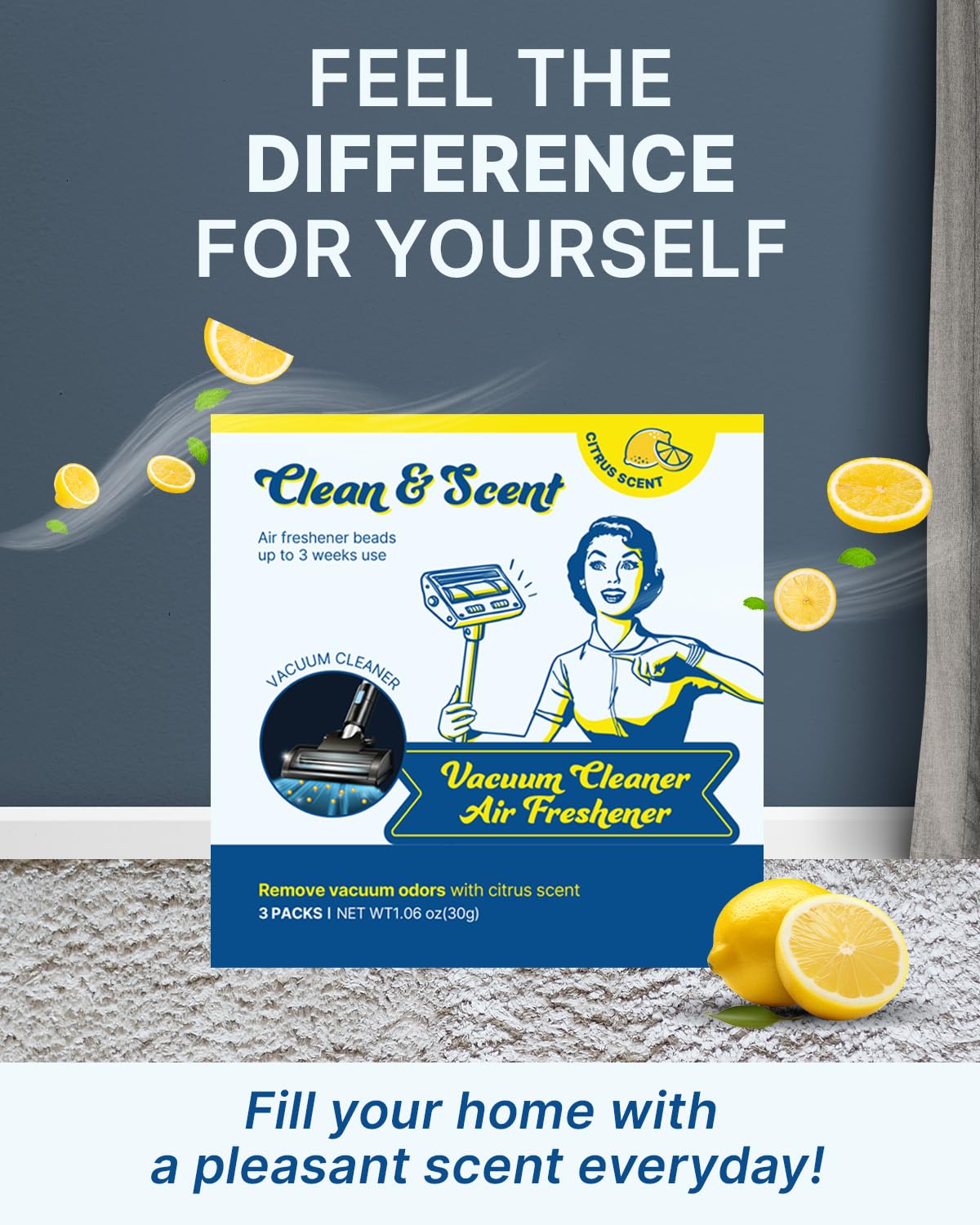 Generic Clean & Scent Vacuum Cleaner Citrus Air Freshener Beads Pack of 5 1.76oz Odor Eliminator for Kitchen, Bathroom, Garage Fresh Dust Bin for Shark, Dyson, Bissell, Dustbuster