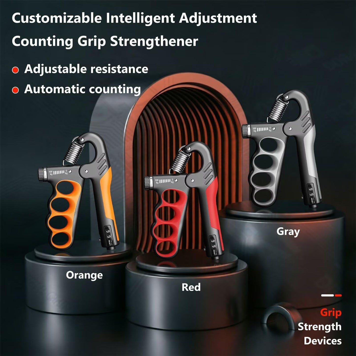 Grip Strength Trainer Forearm Strengthener, 11-222 lbs Adjustable Resistance, Automatic Counting, Ergonomic Design, Ideal Device for Grip Strengthening, Arthritis Relief, Hand Physical Therapy & Rehab