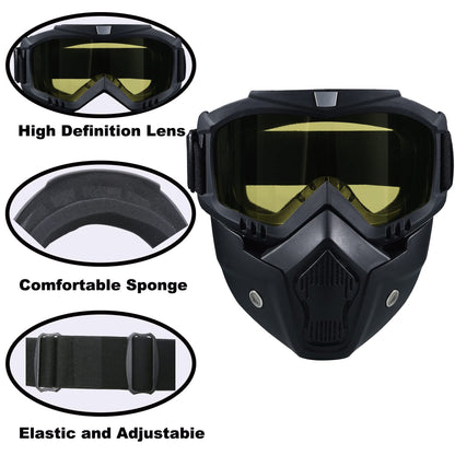 Paintball Mask Anti Fog, Full Face Tactical Mask Goggles Detachable for Motorcycle Cycling Skiing Halloween CS Game Cosplay (Yellow)