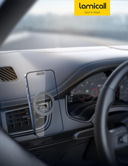 Lamicall Car Phone Mount for MagSafe - [20x N52 Magnet] Magnetic Phone Holder Car, Air Vent Phone Mount Cradle Hook for iPhone 17 16 15 14 13 Pro/Max/Plus/Air & MagSafe Case, Others with Metal Plate