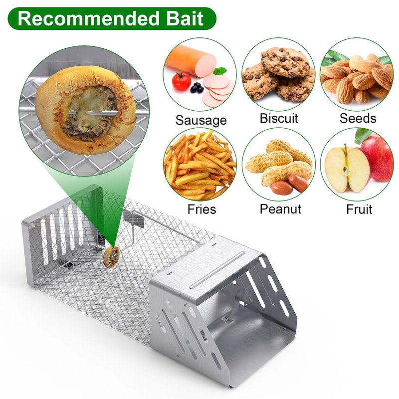 Humane Live Animal Cage Trap, Automatic Continuous Live Animal Cage Trap that Work for Indoor/Outdoor,Easy to Catch & Releasefor Mice,Voles,Small Rodents,Reusable Live Trap Cage,Galvanized Iron