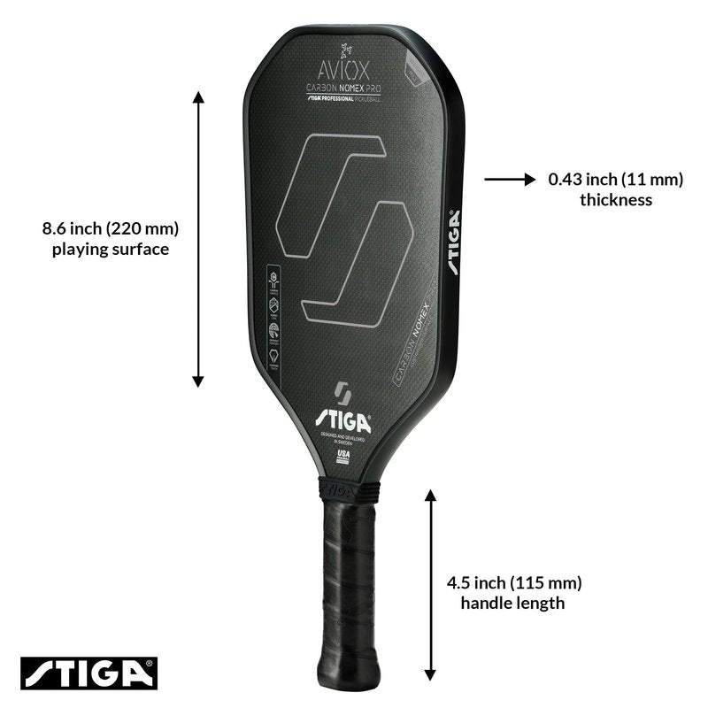 STIGA Aviox Carbon Nomex Pro Pickleball Paddle | Midweight Carbon Fiber Paddle for Power & Speed - Professional Grade - USAPA Approved - Designed in Sweden