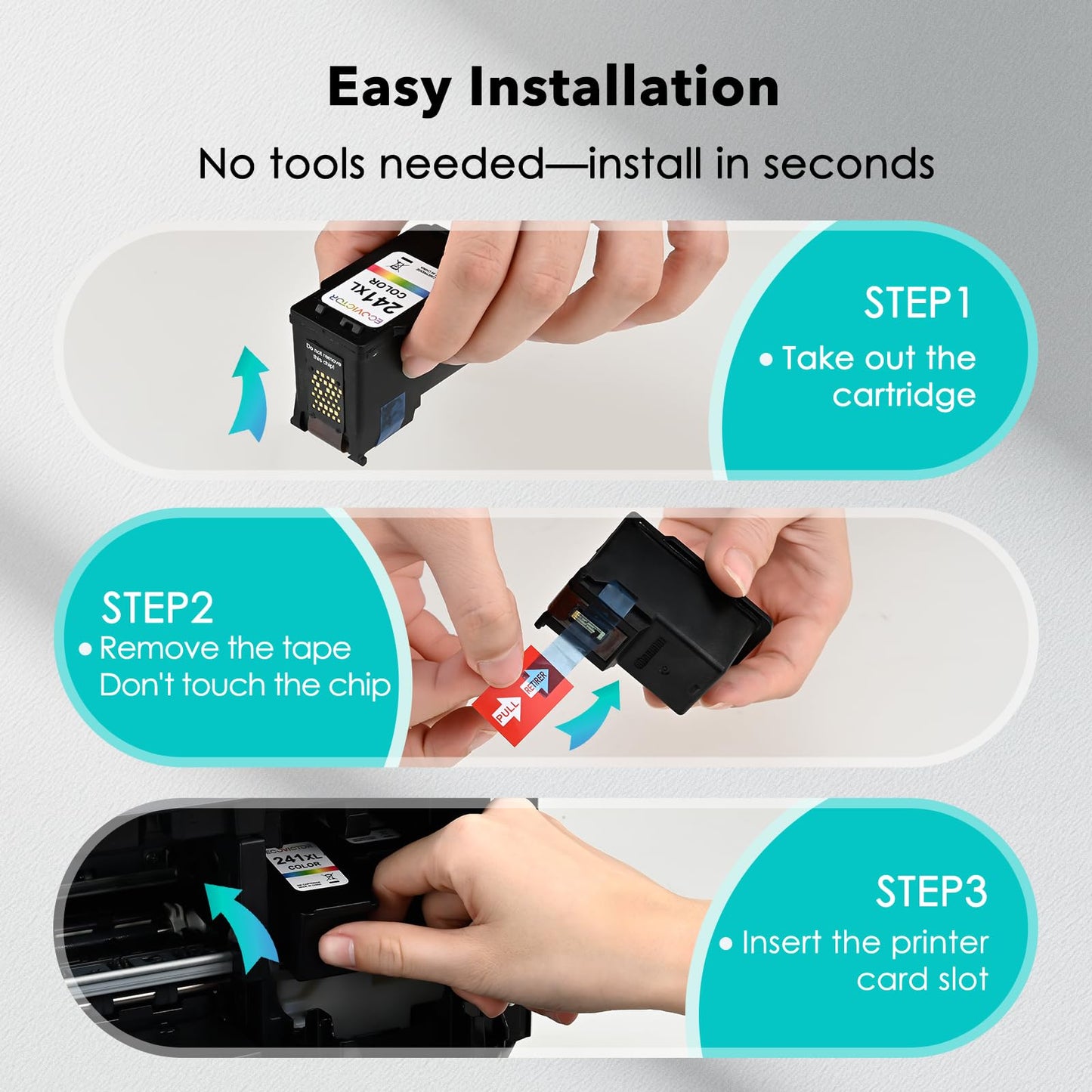 Eco Victor Remanufactured Ink Cartridge Replacement for Canon 240XL 241XL Combo Pack PG240 CL241 for PIXMA MG3620 TS5120 MG3520 MG3220 MG2120 MG4220 MX392 MX452 MX522 Printer (Black Color, 2 Pack)