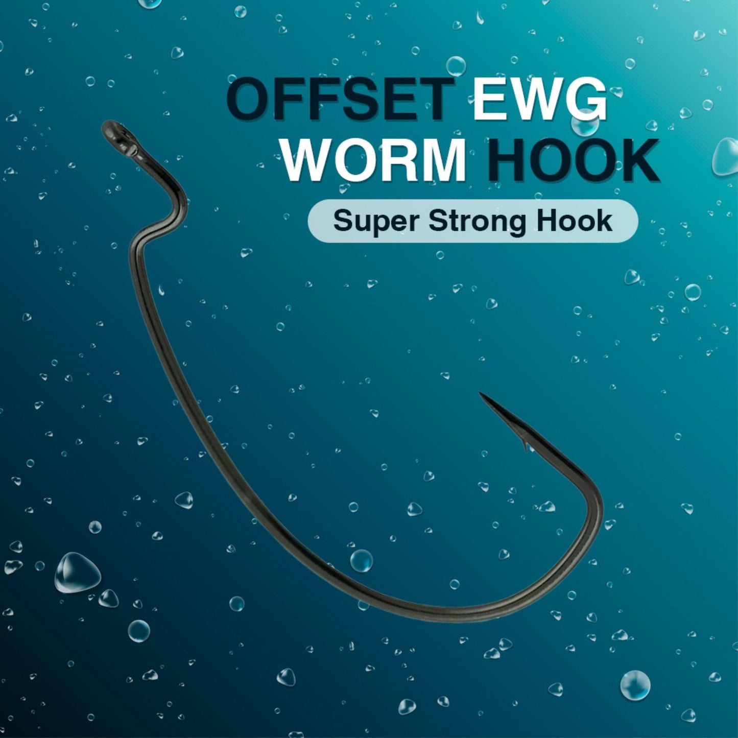 Reaction Tackle Offset EWG Worm Hooks - Super Strong Wide Gap Texas Rig Hooks for Soft Plastic Baits - High Carbon Steel Bass Fishing Hooks - Heavy Cover #3/0 (25-Pack)