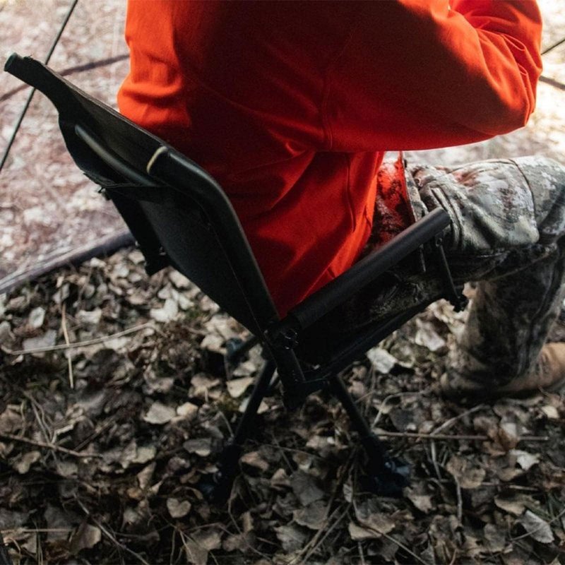 Muddy Swivel Ground Seat with Adjustable Legs - Durable Foldable Portable Hunting Outdoor 360 Degree Flex-Tek Seat with Integrated Armrests & Removable Carry Strap, 300 Lbs. Maximum Capacity