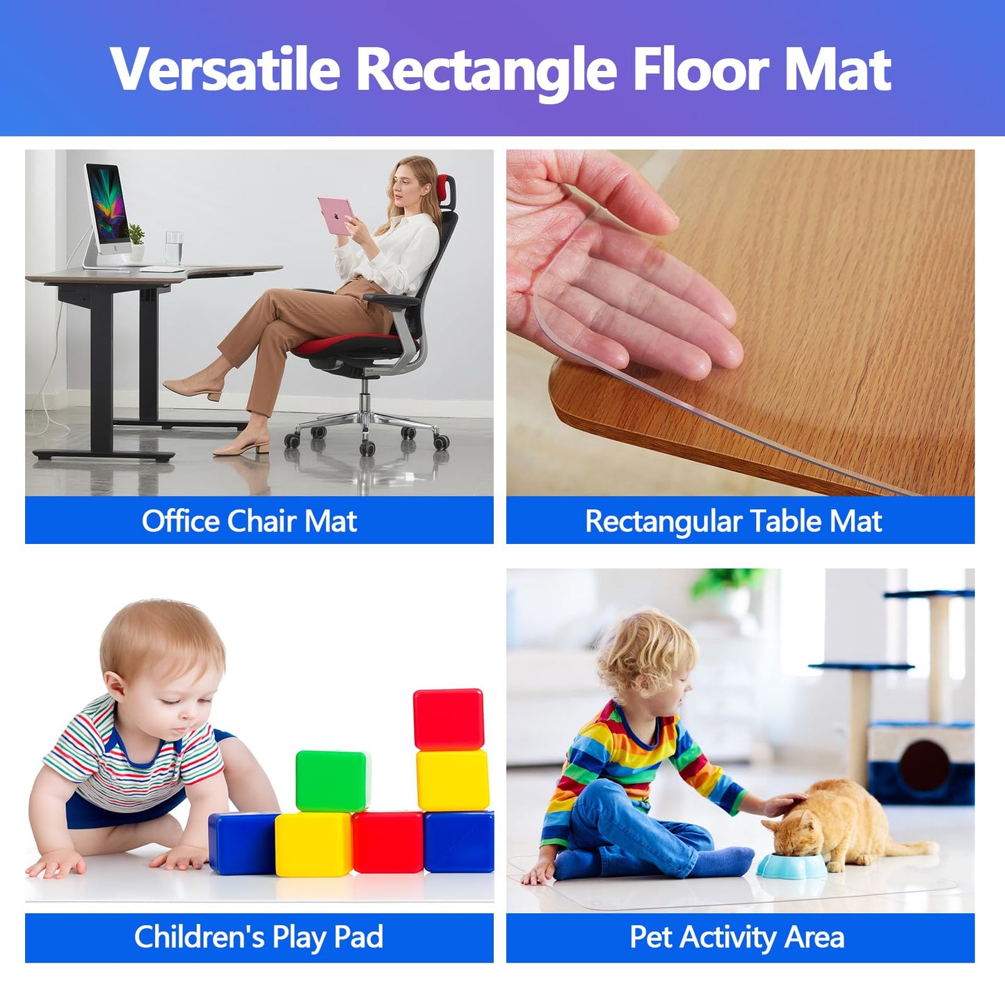 MAXTBEE Office Chair Mat for Hardwood Floor, 29”x47”x1/5” Thick Crystal Clear Chair Mat Heavy Duty Desk Floor Protector for Carpet and Hard Floor