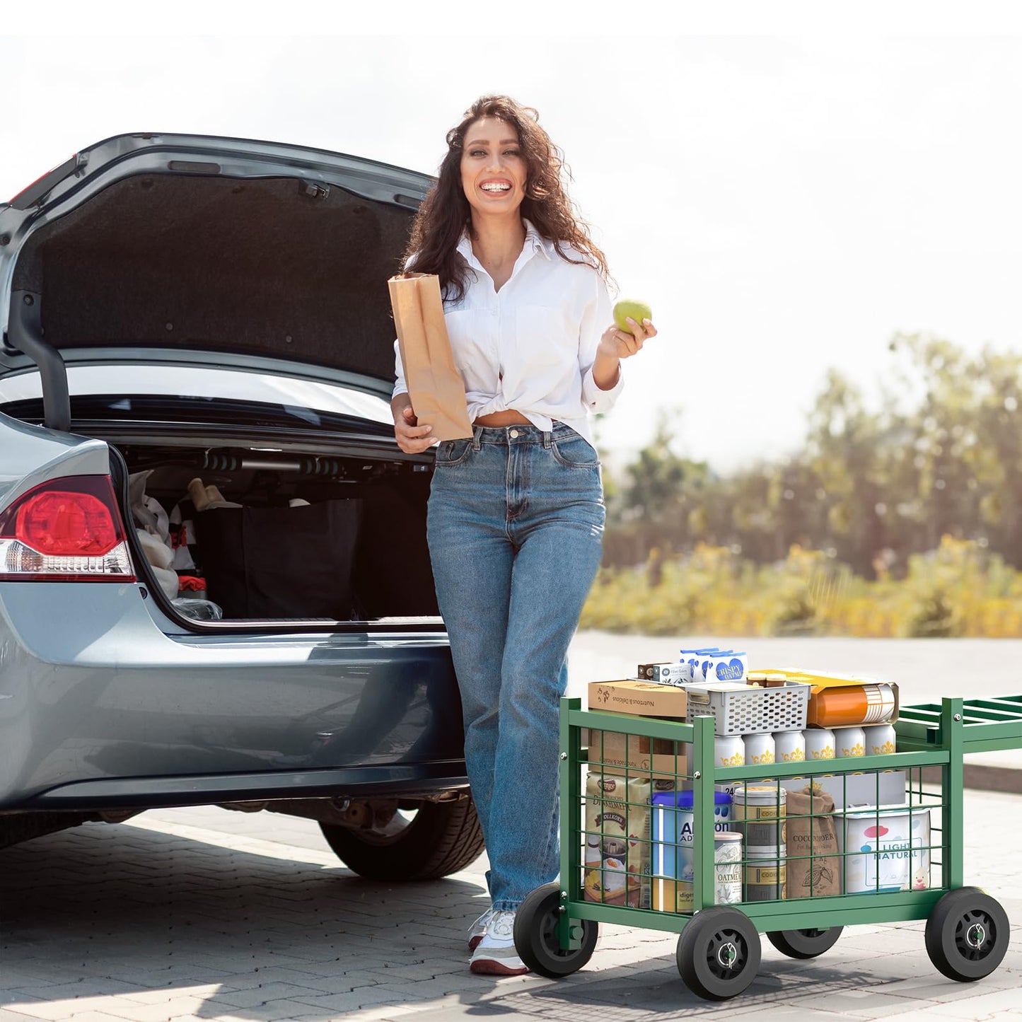 FLINTER Rolling Garden Work Seat with Wheels, Upgraded Heavy Duty Gardenning Cart with Seat - Garden Rolling Stools w/Wheels for Seniors