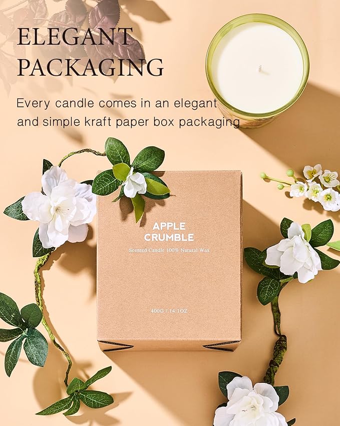 M&SENSE Creamy Vanilla Pie Scented Natural Soy Wax Candle, 14.1oz 60 Hours Long Lasting Slow Burning, Aromatherapy Candle for Stress Relief, Fall Winter Festival Gifts for Home Decor