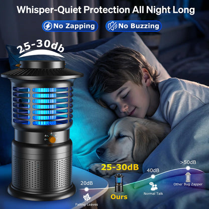 Bug Zapper Outdoor & Mosquito Trap, 4-in-1 Mosquito Zapper with Ultra-Quiet Suction, Rechargeable Fly Traps with 10,000mAh Long Battery Life, Auto On/Off Insect Zapper for Yard, Home, Camping, Black
