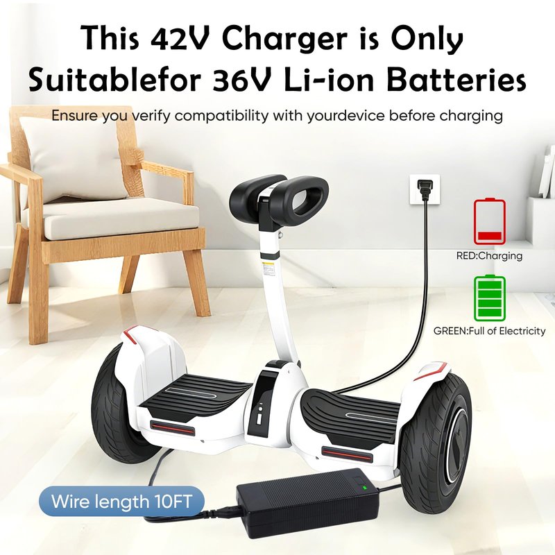 UL Certified 42V 2A 6-Prong Replacement Charger for 36V Electric Scooter & Hoverboard