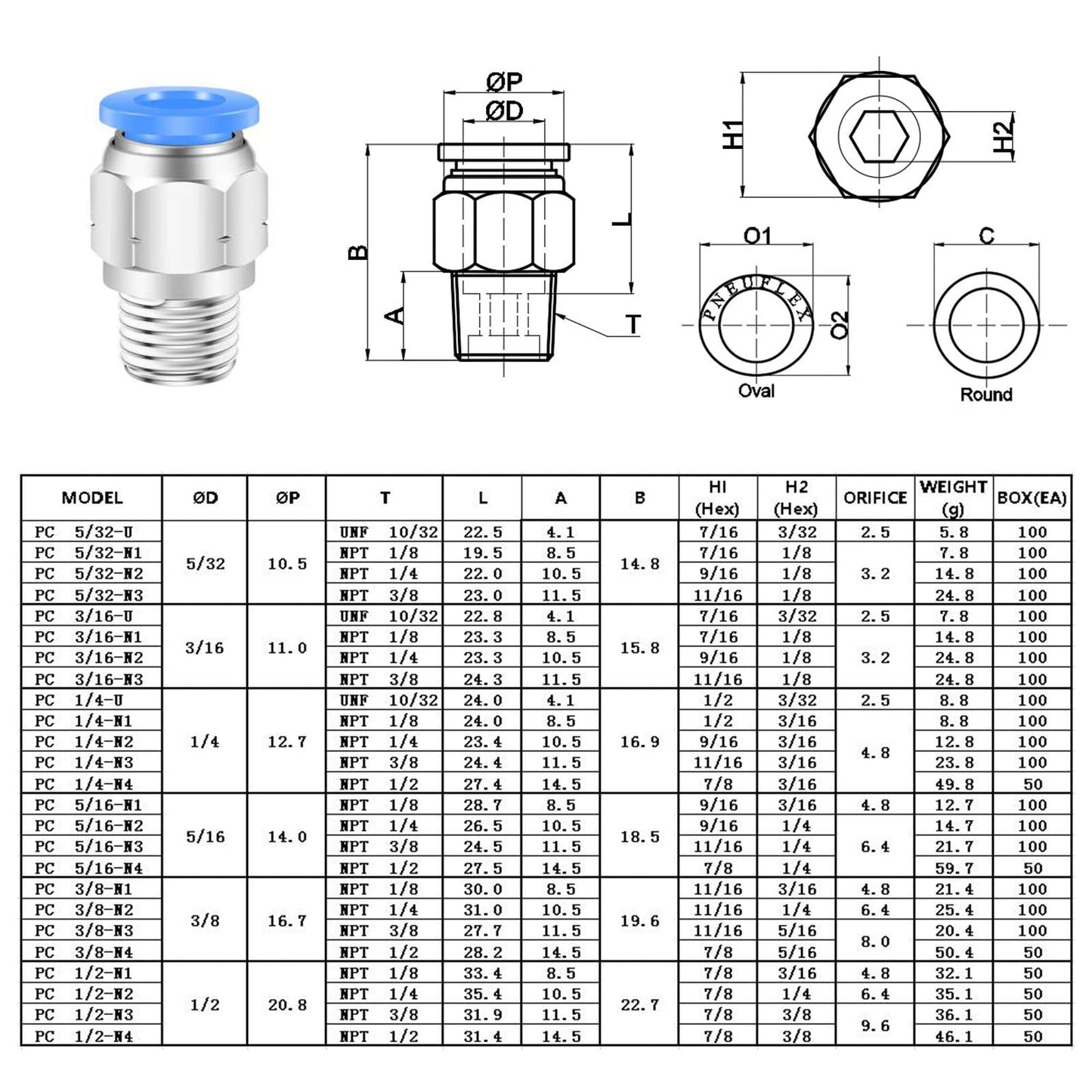 CEKER 1/4" NPT Push to Connect Air Fittings 6mm Tube Od Pneumatic Push in Connectors Air Hose Quick Connect Fittings 5Packs