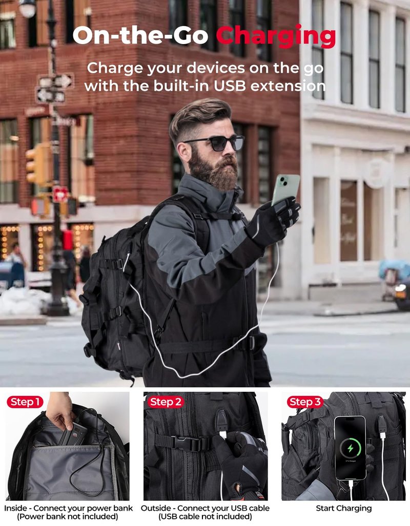 KEMIMOTO Motorcycle Helmet Backpack, 37L Large Capacity Helmet Bag with USB Charging Port, Riding Commuting Backpack for Men