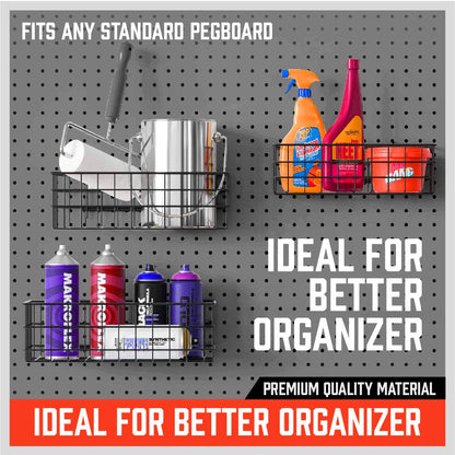 HORUSDY Peg Board Bins and Baskets | 4 Pack | Square Style 4 Size Pegboard Baskets and Pegboard Bins for Organize Workbenches, Accessories