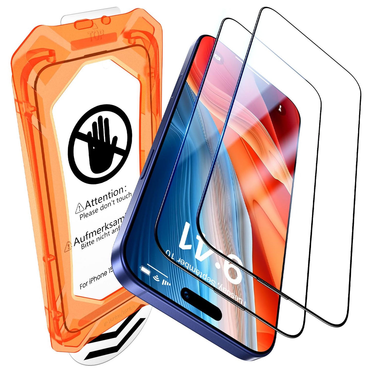 UniqueMe for iPhone 16 Pro Screen Protector - [Military Grade Shatterproof & 9H+ Hardness] Screen Protector 16 Pro Tempered Glass Full Coverage Protection, Easy Installation, 2 Packs
