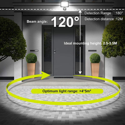 MEIKEE Security Lights with Motion Sensor 15W PIR Light Super Bright 1200 Lumen LED Sensor Flood Lights Outdoor IP66 Waterproof Daylight White Wall Light Perfect for Garage Garden Forecourt Hallway