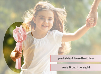 FANimal Portable Stroller Fan for Baby – Rechargeable Handheld & Clip-On USB Fan, Stroller Accessories with Night Light (Pink)