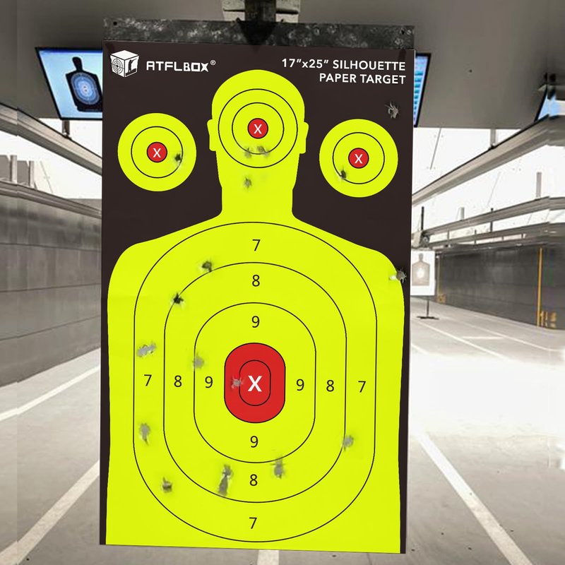 Atflbox Silhouette Paper Target for The Range, 17X25 Inch High Visibility Target Paper for Indoor and Outdoor Shooting Practice, Suitable for Handgun, Pistol, Rifle, Airgun, Pellet BB Gun (25 Pack)