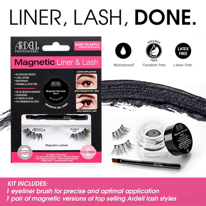 Ardell Magnetic Gel EyeLiner & False Lashes, Accent 002, 1 set, Black