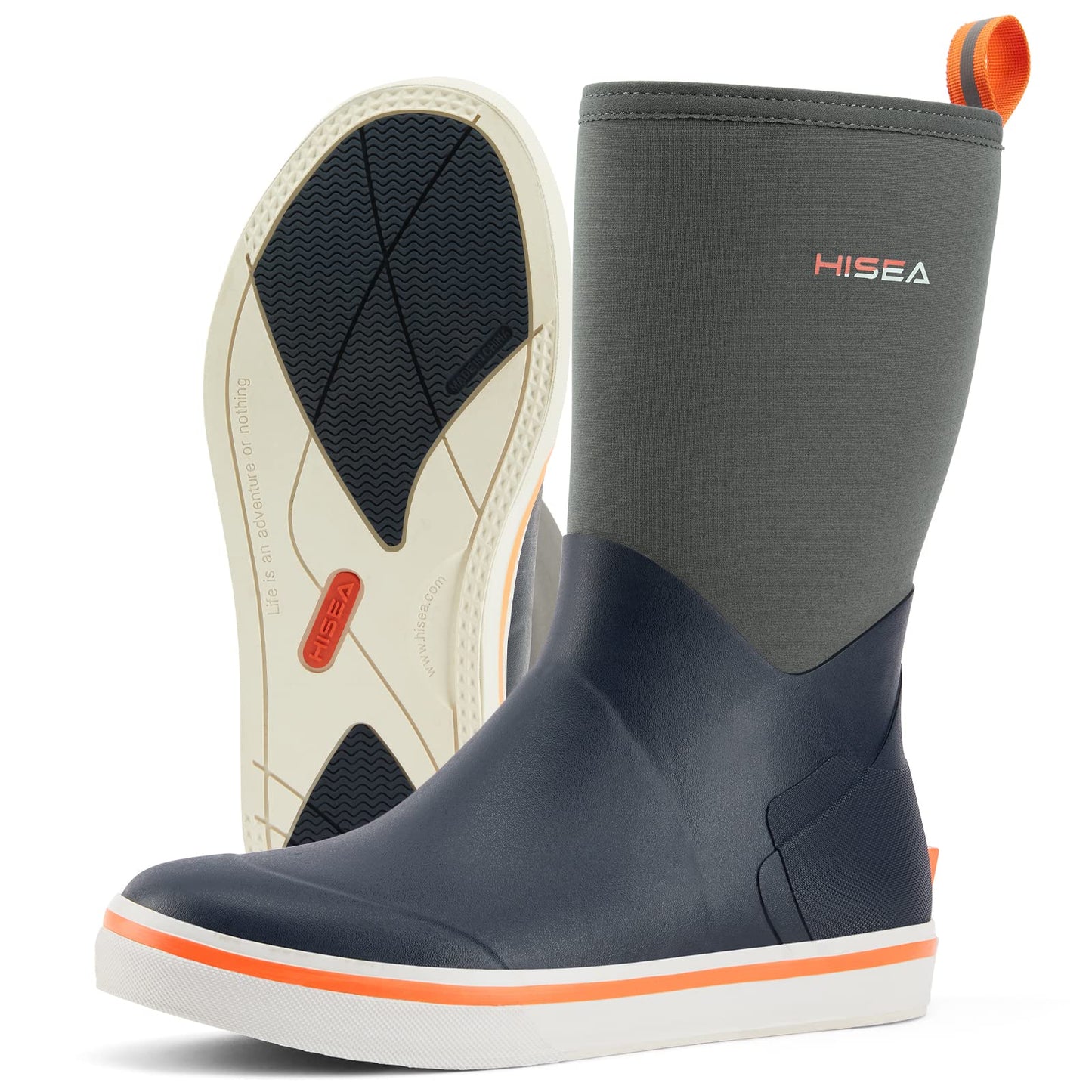 HISEA Men's Rubber Rain Boots Waterproof Garden Fishing Outdoor Deck Boots