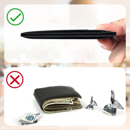 Chelmon Slim Wallet for Men, Minimalist Front Pocket RFID Blocking Credit Card Holder, Black Crazy Horse