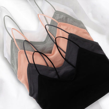 Alyce Intimates Pack of 5 Seamless Ribbed Sleep Bras for Women- Wireless, Padded Lounge Bra/Soft Sleeping Bralettes